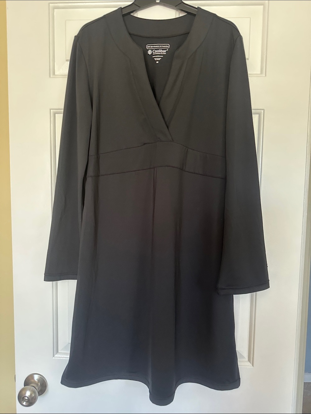 Coolibar UPF 50 Black Long Sleeve V-Neck Tunic Dress